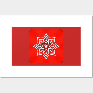 Bright Red Kaleidoscope Pattern (Seamless) 23 Posters and Art